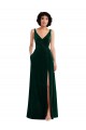 Stretch Velvet V-Neck Sleeveless V-Back Long Bridesmaid Evening Dress Kent