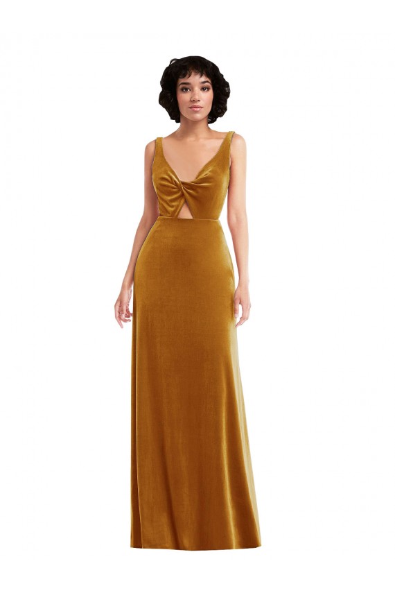 Stretch Velvet V-Neck Sleeveless V-Back Long Semi Formal Evening Dress / Prom Dress / Bridesmaid Dress Kent