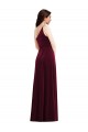 Stretch Velvet One Shoulder Sleeveless Burgundy Long Black Tie Evening Dress / Prom Dress / Bridesmaid Dress Kent