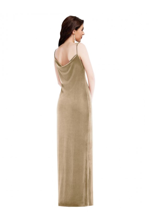 Stretch Velvet One Shoulder Sleeveless Long Black Tie Evening Gown / Prom Dress / Bridesmaid Dress Kent