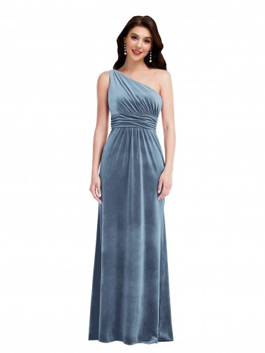 Stretch Velvet Off the Shoulder Sleeveless Long Bridesmaid Dress / Evening Dress Kent