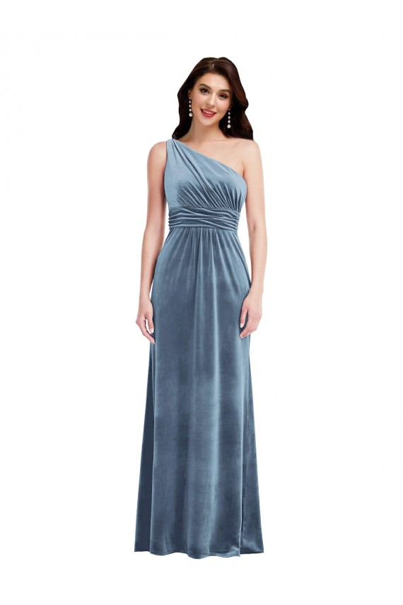 Stretch Velvet Off the Shoulder Sleeveless Long Bridesmaid Dress / Evening Dress Kent