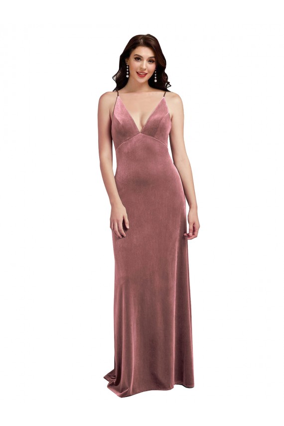 Stretch Velvet V-Neck Sleeveless Low Back Long Formal Evening Gown / Prom Dress / Bridesmaid Dress Kent