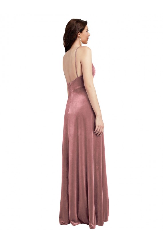 Stretch Velvet V-Neck Sleeveless Low Back Long Formal Evening Gown / Prom Dress / Bridesmaid Dress Kent