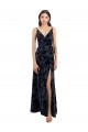 Floral Velvet & Stretch Velvet V-Neck Sleeveless V-Back Long Bridesmaid Dress Kent