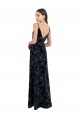 Floral Velvet & Stretch Velvet V-Neck Sleeveless V-Back Long Bridesmaid Dress Kent