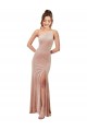 Stretch Velvet One Shoulder Sleeveless Pink Long Black Tie Evening Gown / Prom Dress / Bridesmaid Dress Kent
