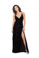 Floral Velvet & Stretch Velvet V-Neck Sleeveless Open Back Long Bridesmaid Dress Kent