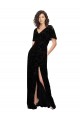 Floral Velvet & Stretch Velvet V-Neck Short Split Sleeves V-Back Long Bridesmaid Dress Kent