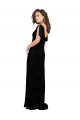 Floral Velvet & Stretch Velvet V-Neck Short Split Sleeves V-Back Long Bridesmaid Dress Kent