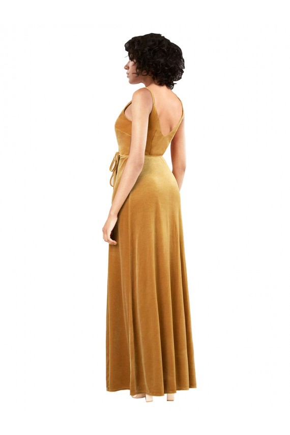 Stretch Velvet V-Neck Sleeveless V-Back Long Black Tie Evening Gown / Prom Dress / Bridesmaid Dress Kent