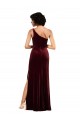 Stretch Velvet One Shoulder Sleeveless Burgundy Long Formal Evening Gown / Prom Dress / Bridesmaid Dress Kent
