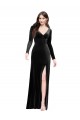 Stretch Velvet V-Neck Long Sleeves V-Back Long Formal Evening Gown / Prom Dress / Bridesmaid Dress Kent
