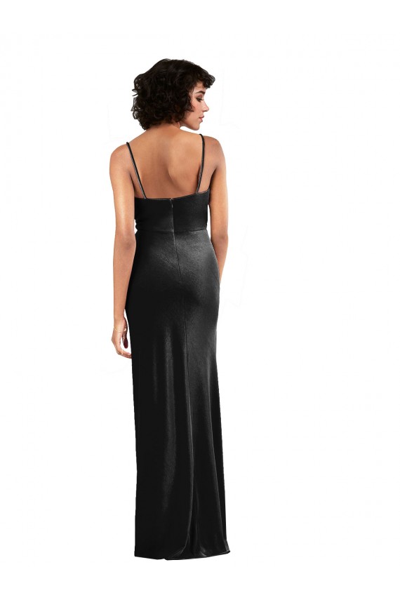 Stretch Velvet Cowl Neck Sleeveless Low Back Long Black Tie Evening Gown / Prom Dress / Bridesmaid Dress Kent