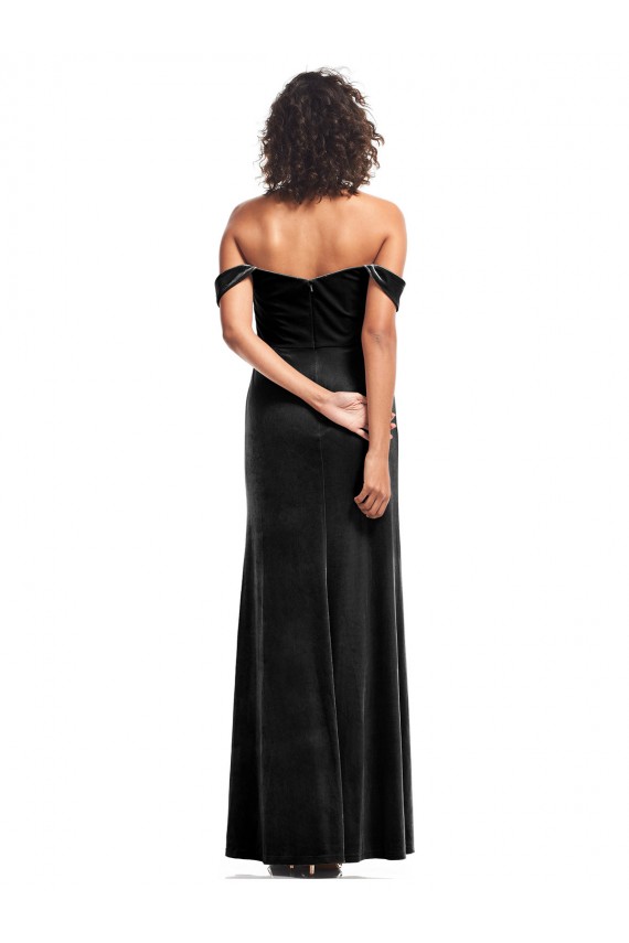 Stretch Velvet Off the Shoulder Sleeveless Black Long Formal Evening Gown / Prom Dress / Bridesmaid Dress Kent