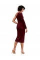 Stretch Velvet One Shoulder Long Sleeves Midi Length Black Tie Prom Dress / Bridesmaid Dress Kent