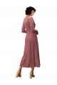 Stretch Velvet V-Neck Long Sleeves Midi Length Black Tie Prom Dress / Bridesmaid Dress Kent