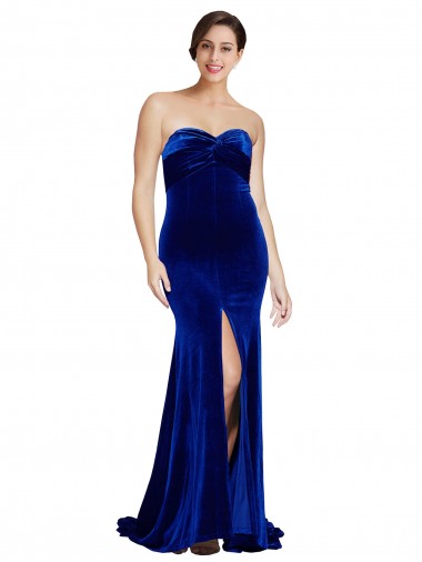 Stretch Velvet Sweetheart Sleeveless Low Back Sweep Train Formal Evening Gown / Prom Dress / Bridesmaid Dress Kent