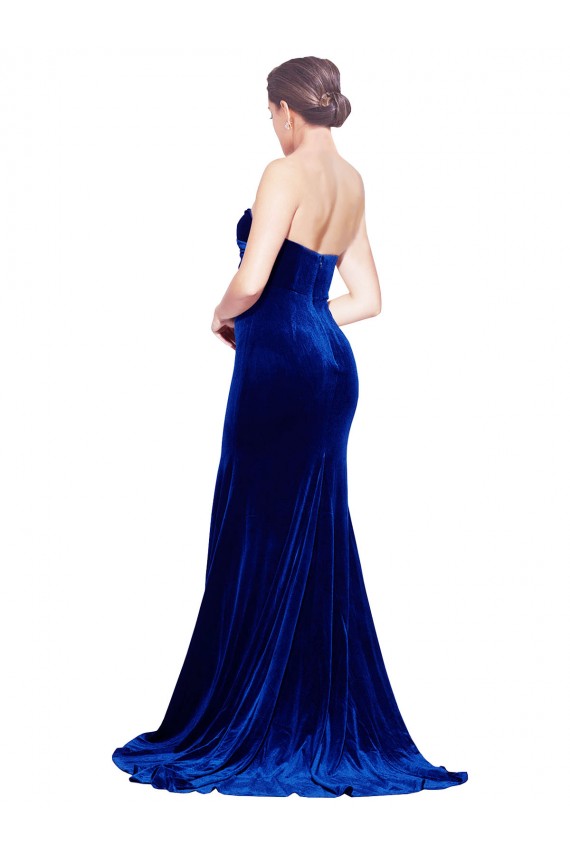 Stretch Velvet Sweetheart Sleeveless Low Back Sweep Train Formal Evening Gown / Prom Dress / Bridesmaid Dress Kent