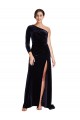 Stretch Velvet One Shoulder Long Sleeves Sweep Train Formal Evening Gown / Prom Dress / Bridesmaid Dress Kent