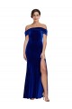 Stretch Velvet Off the Shoulder Sleeveless Royal Blue Long Formal Evening Gown / Prom Dress / Bridesmaid Dress Kent