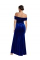 Stretch Velvet Off the Shoulder Sleeveless Royal Blue Long Formal Evening Gown / Prom Dress / Bridesmaid Dress Kent