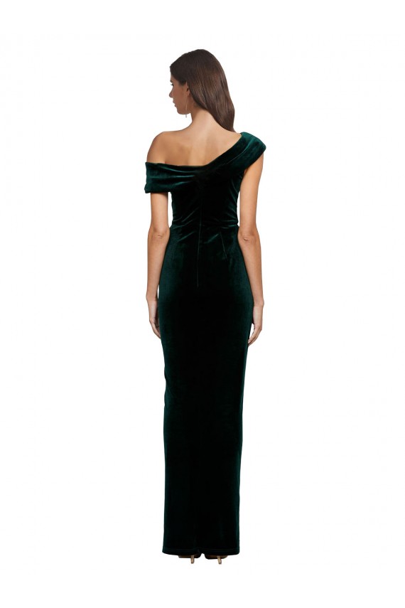Stretch Velvet Off the Shoulder Sleeveless Long High Low Evening Gown / Prom Dress / Bridesmaid Dress Kent