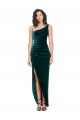 Stretch Velvet One Shoulder Sleeveless Low Back Long High Low Evening Gown / Prom Dress / Bridesmaid Dress Kent