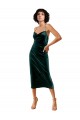 Stretch Velvet Spaghetti Straps Sleeveless Open Back Midi Length Formal Dress / Bridesmaid Dress Kent