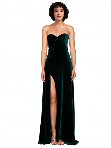 Stretch Velvet Sweetheart Sleeveless Low Back Sweep Train Semi Formal Evening Dress / Prom Dress / Bridesmaid Dress Kent
