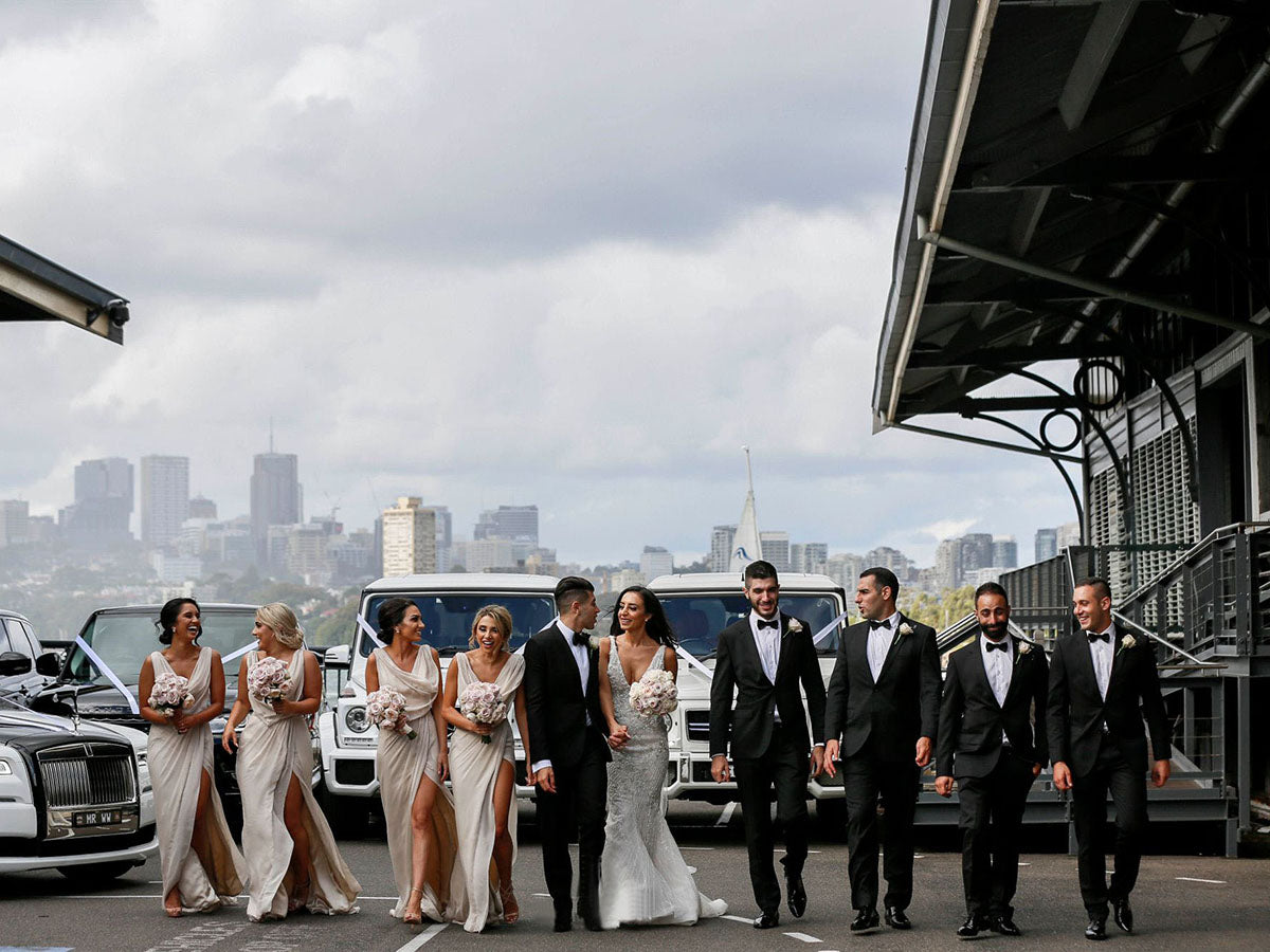 Full Length Luxe Chiffon Long Champagne bridesmaid dresses Kent with Sexy High Slit and Front Ruffles